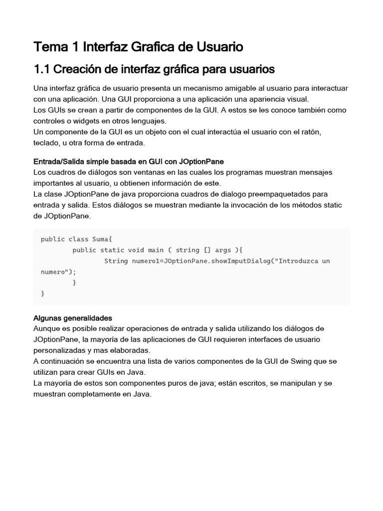 Creación y Manejo de GUI en Java | PDF | Hilo (Computación) | Java ...