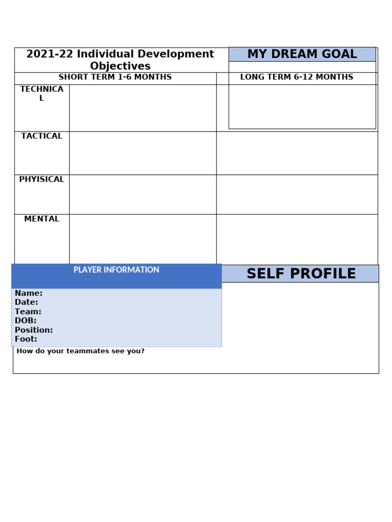 Individual Development Plan for Soccer | PDF