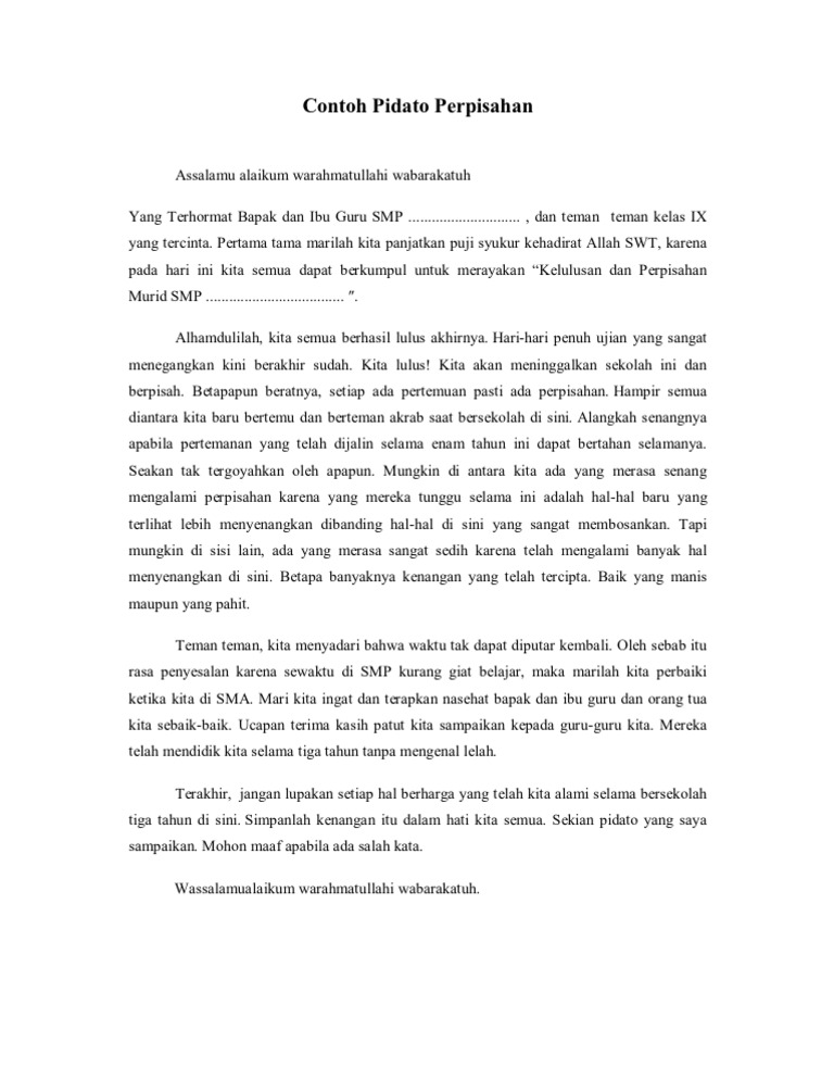 Teks Pidato Perpisahan Kelas 3 Smp Berbagi Teks Penting