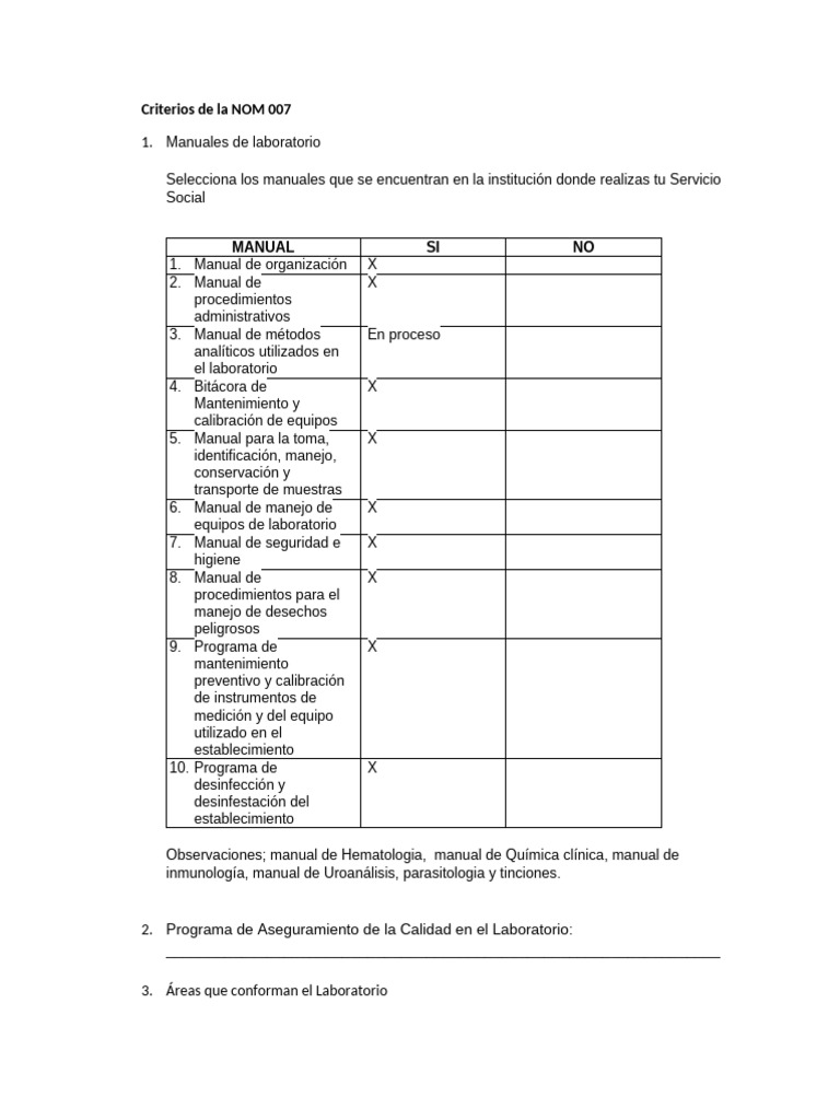 Criterios NOM 007 para Laboratorios | PDF