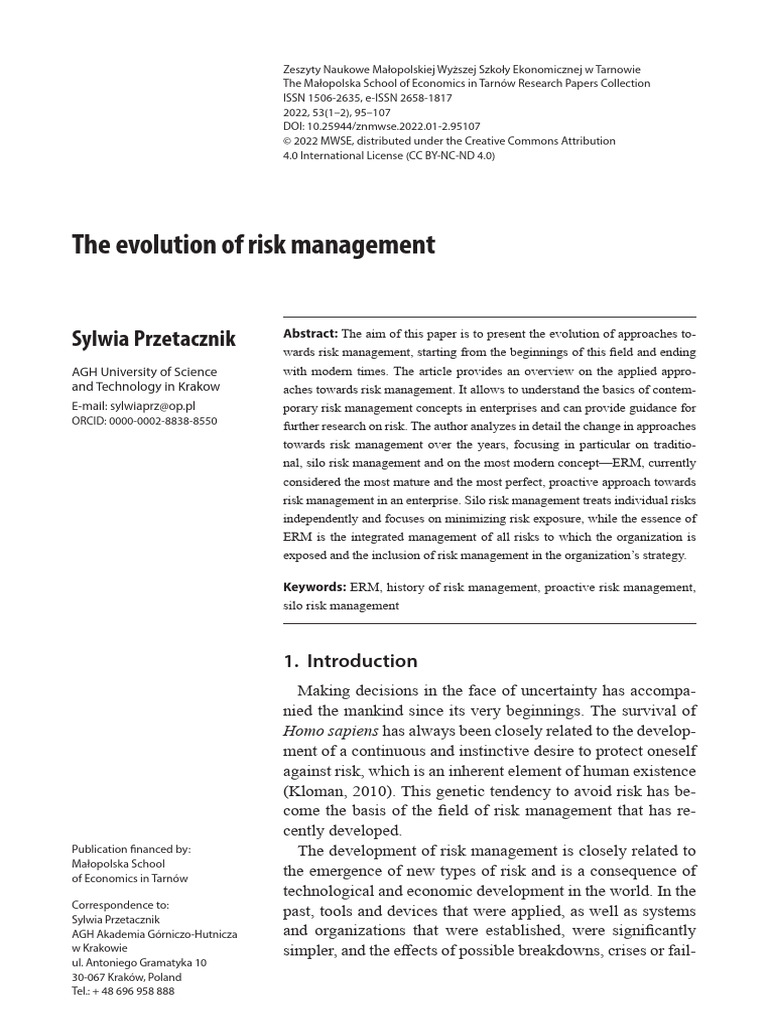 Evolution of Risk Management Approaches | PDF | Risk | Risk Management