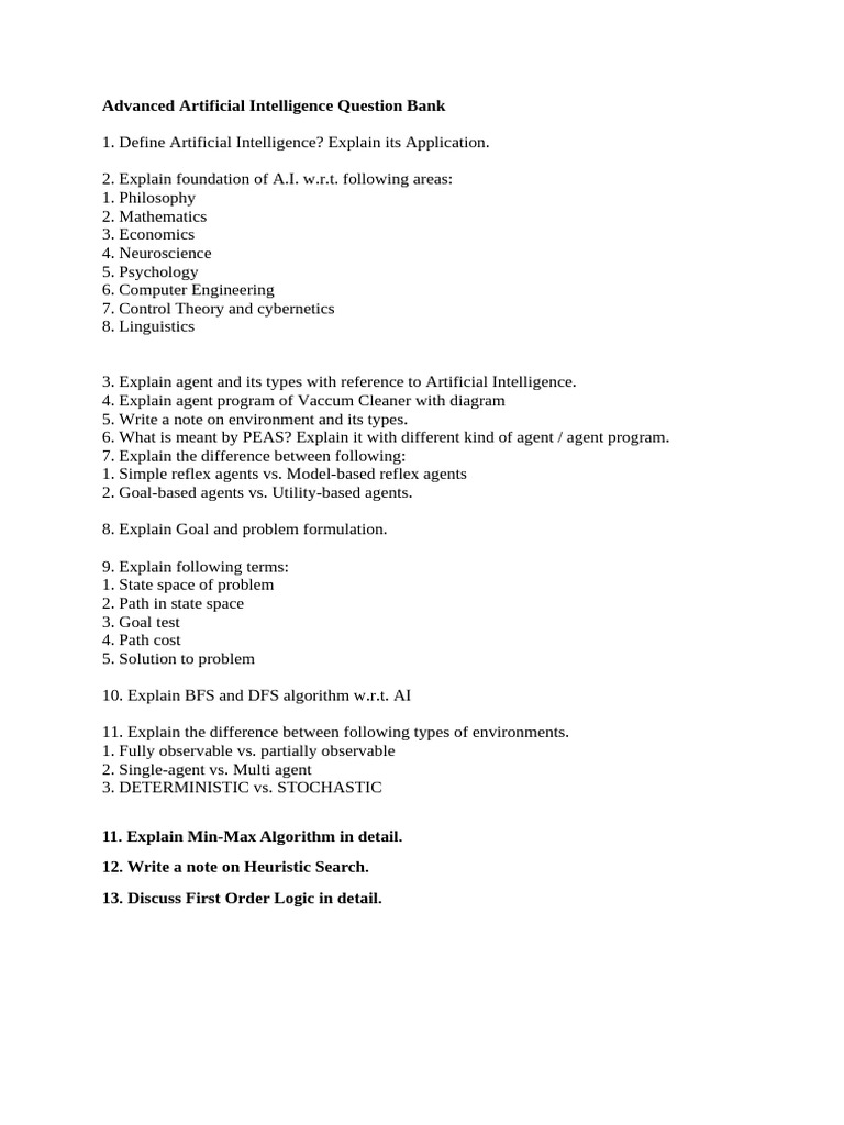 Advanced AI Concepts and Questions | PDF