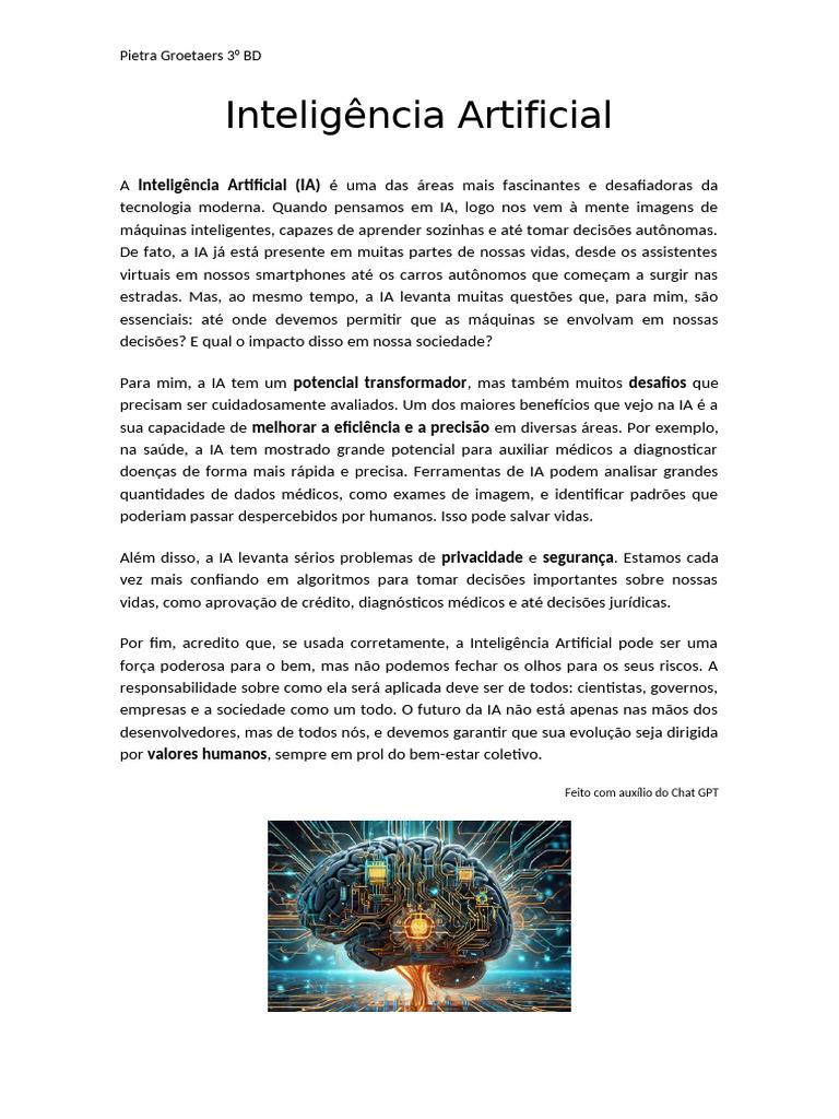 Desafios e Potenciais da Inteligência Artificial | PDF