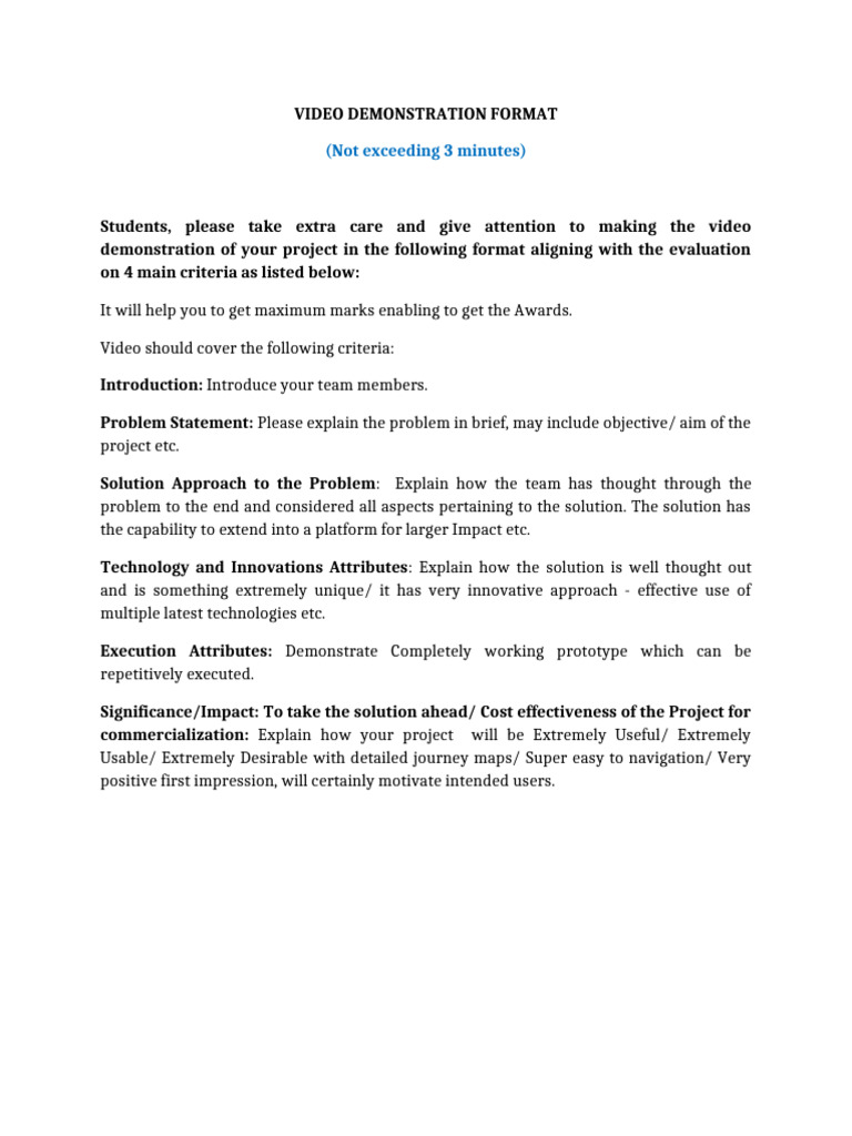 Video Demo Guidelines for Project Success | PDF