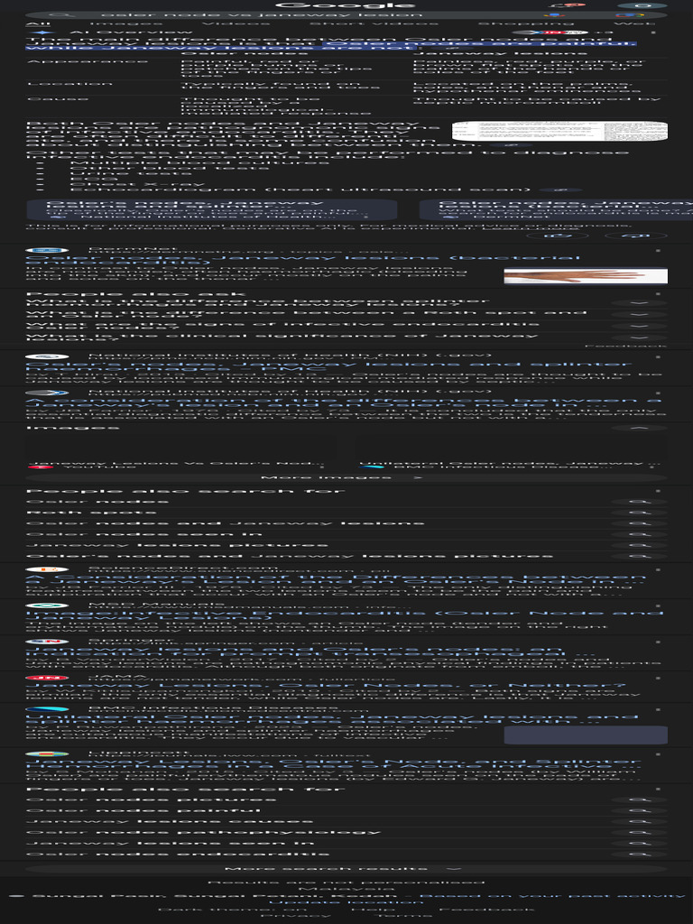 Osler Node Vs Janeway Lesion - Google Search | PDF | Medicine | Causes ...