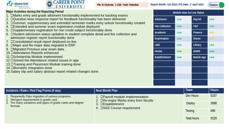 Major Academic System Updates Report | PDF