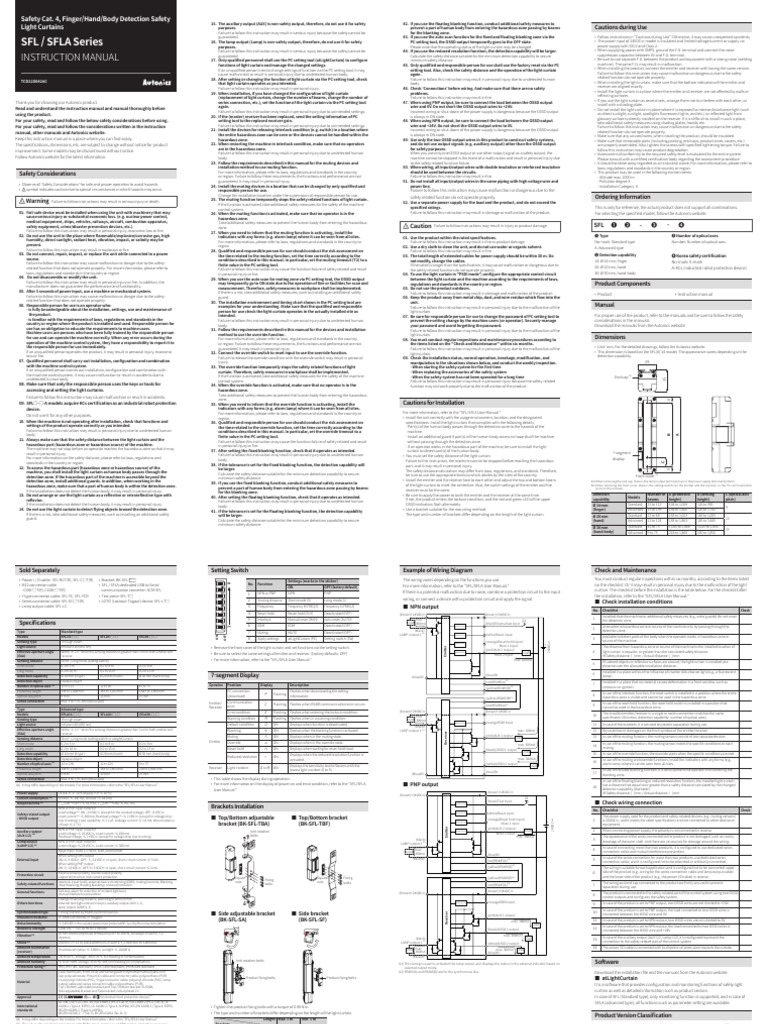 INSTR MANUAL - Safety Light Curtain | PDF | Safety | Power Supply