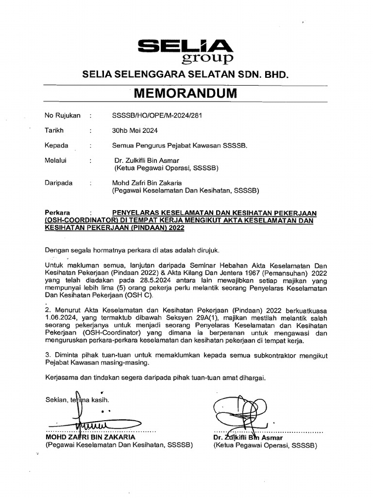 Memo OSH C | PDF