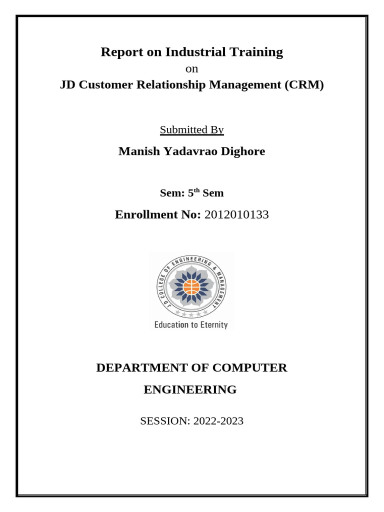 CRM Industrial Training Report | PDF | Information Technology ...