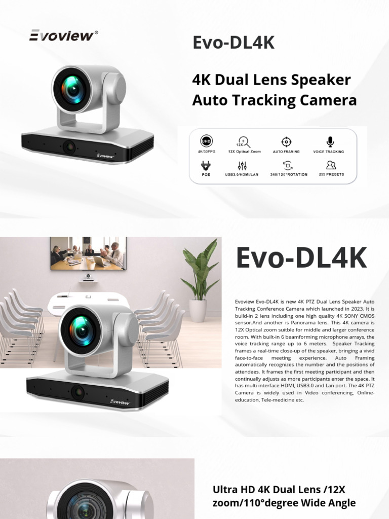 4K Auto Tracking Conference Camera | PDF | Camera | Camera Lens