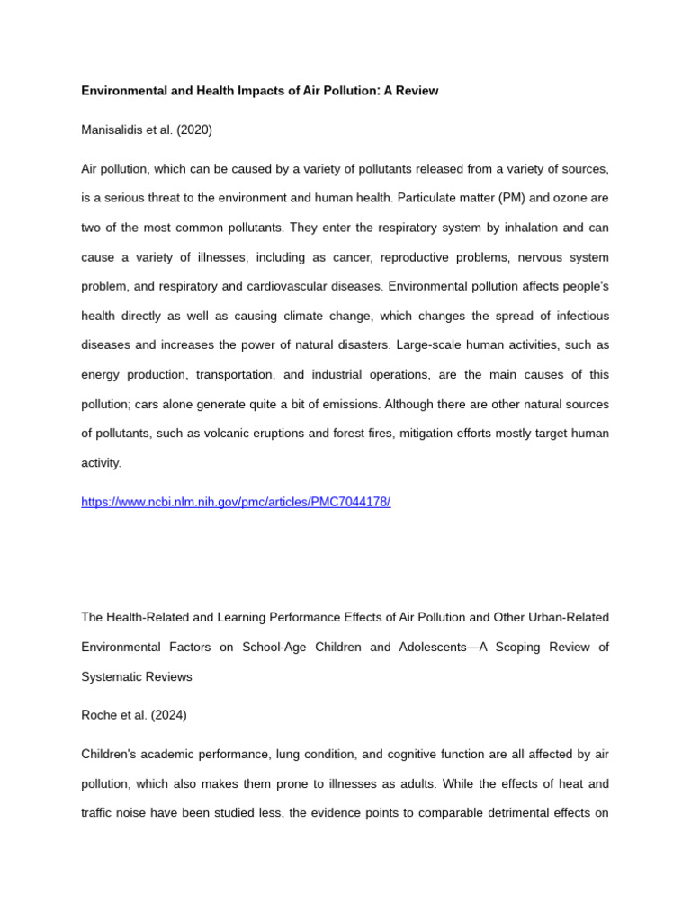 Environmental and Health Impacts of Air Pollution | PDF | Air Pollution ...
