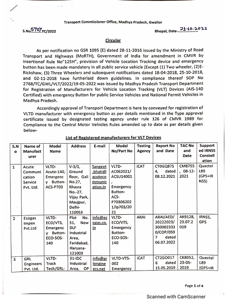 VLTD Circular-21-10-22 - 1 | PDF