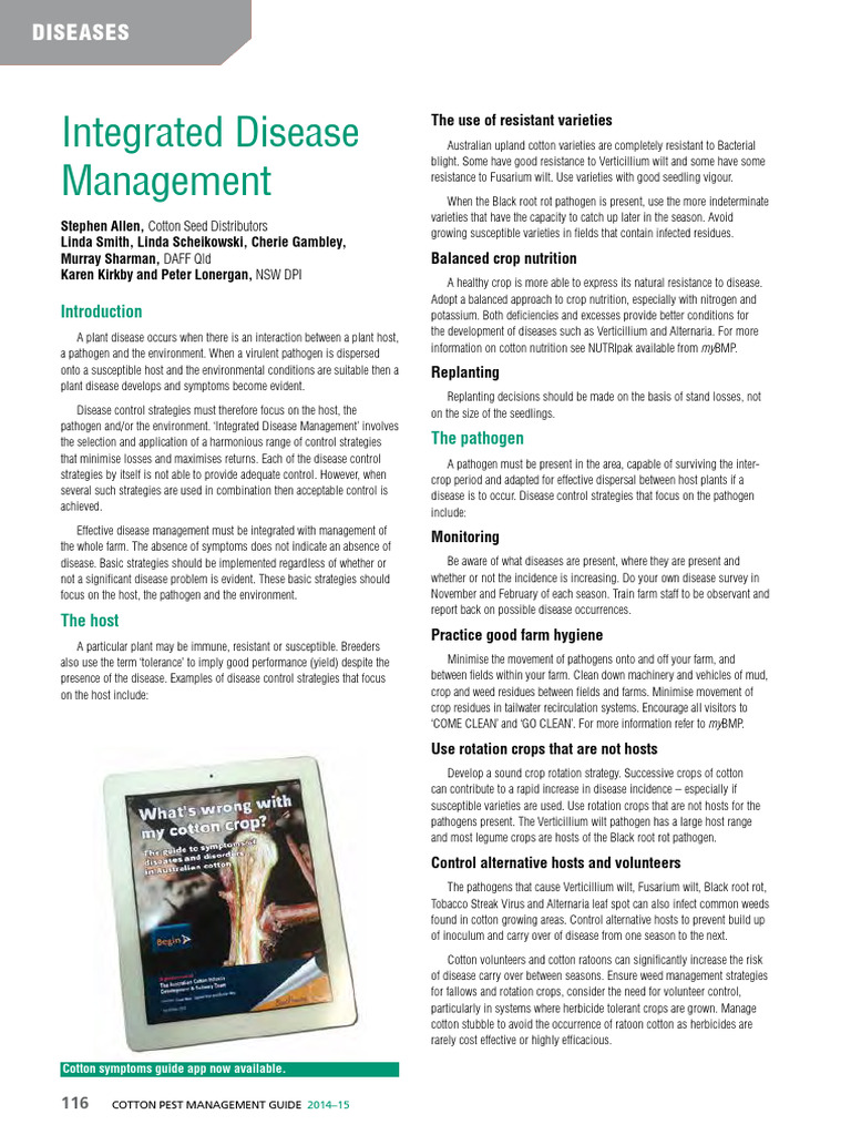 Integrated Disease Management for Cotton | PDF | Crop Rotation | Pathogen