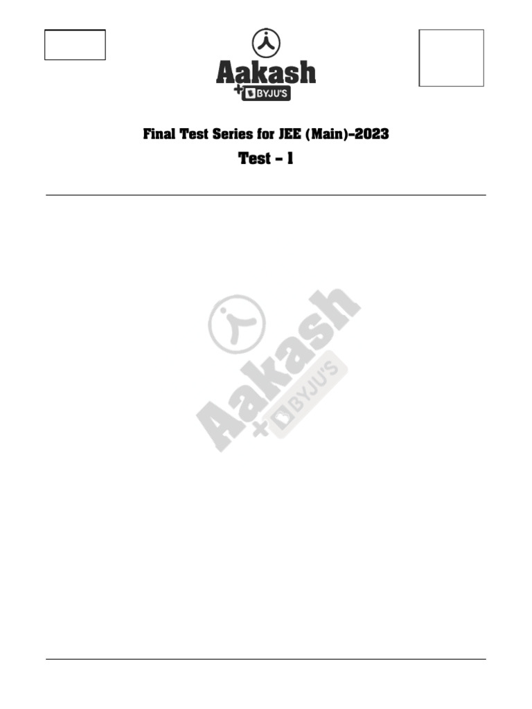 FTS - Test-1 - (Code-B) - JEE (Main) - 2023 (20-12-2022) Sol | PDF ...