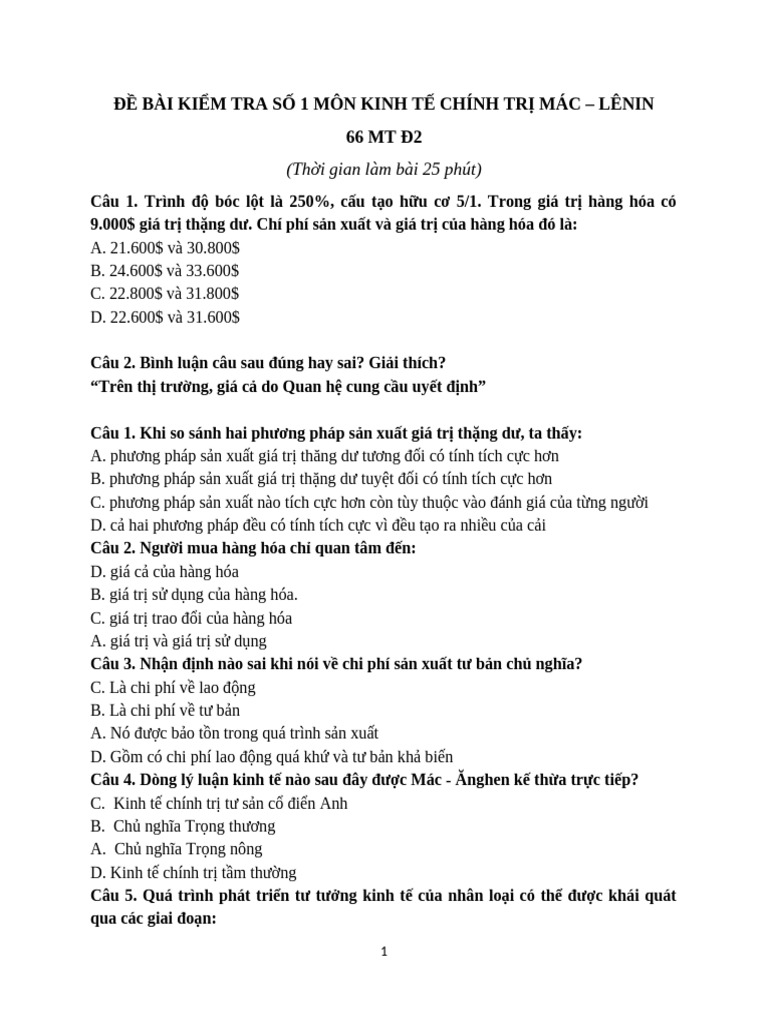 Bài KT 1 66 MT DD2 | PDF