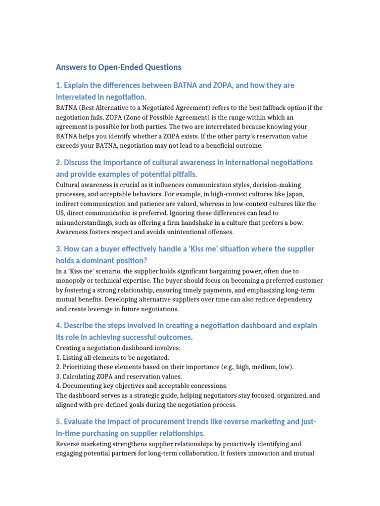 Negotiation Strategies and Cultural Insights | PDF | Negotiation ...
