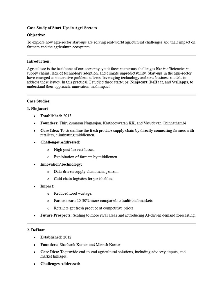 Case Study Of Start Pdf Supply Chain Startup Company
