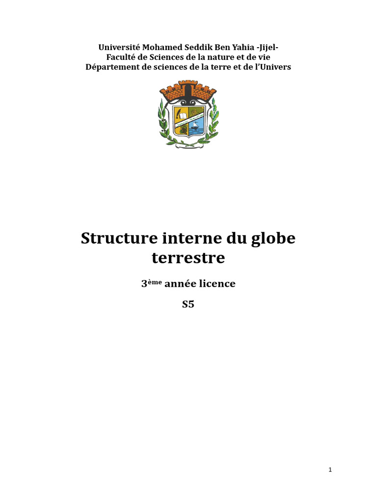 Structure interne du globe terrestre | PDF | Science de la nature | La ...