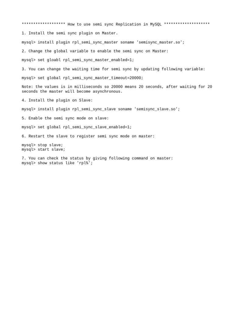 Semi Syncronous Replication in Mysql | PDF