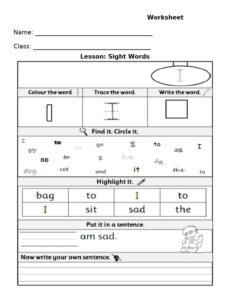 Sight Words Practice Worksheet | PDF