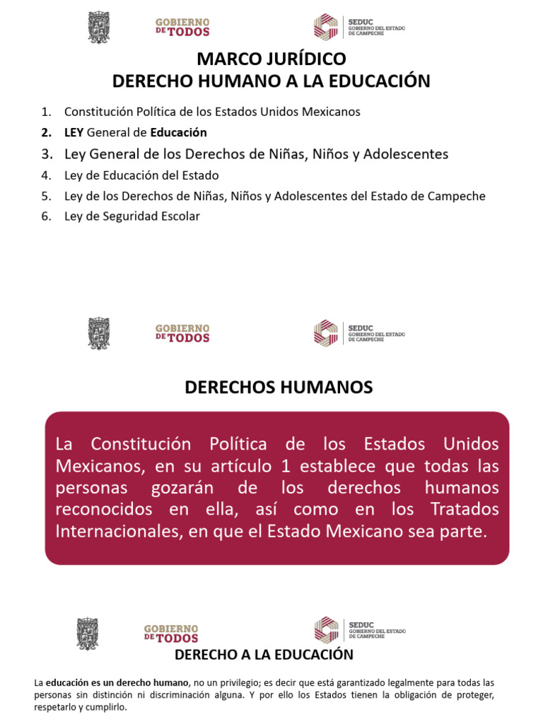 Marco Jurídico del Derecho a la Educación | PDF | Educación de la ...