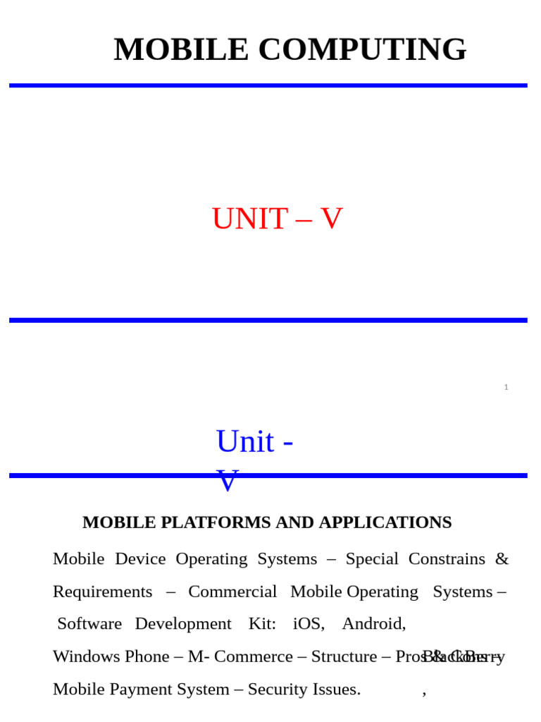 Unit 5 | PDF | Android (Operating System) | Ios