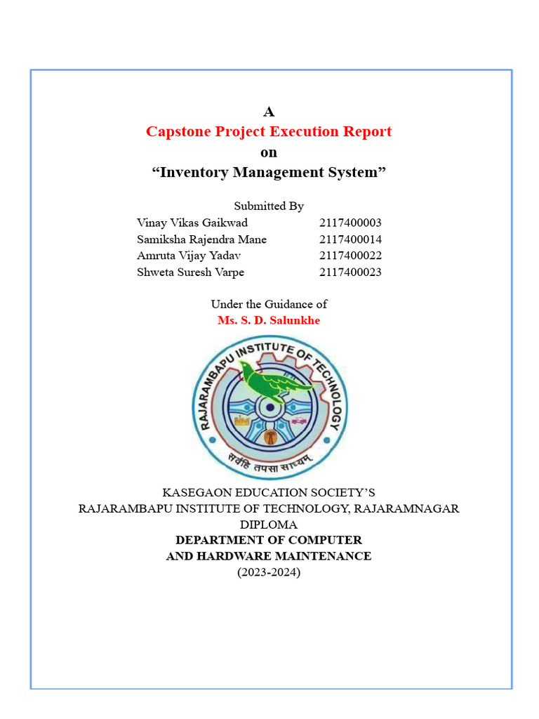 Ims - Rpoejct Report | PDF | Databases | Inventory