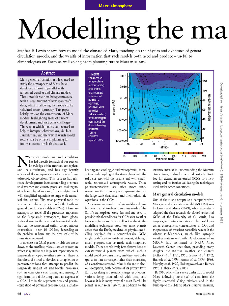 Mars Climate Modeling with GCMs | PDF | General Circulation Model ...