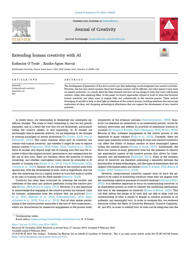 Journal of Creativity: Katherine O Toole, em Oke-Agnes Horv at | PDF ...