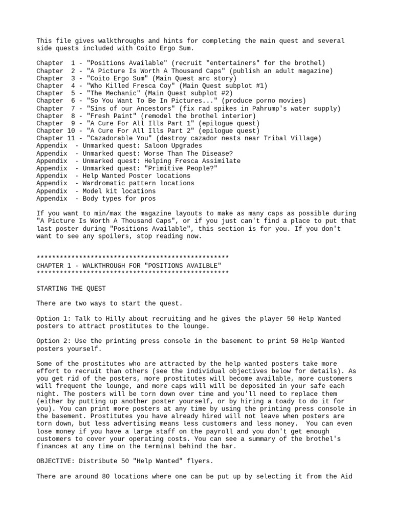Walkthroughs hints pdf