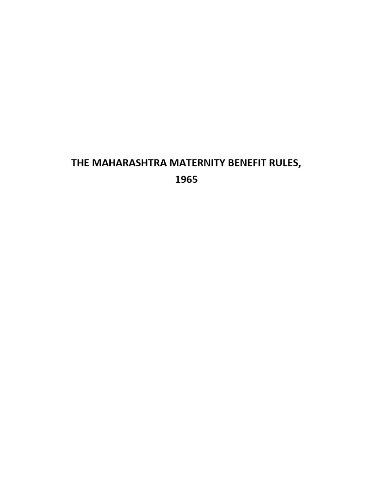 Maharashtra Maternity Benefit Rules 1965 | PDF | Midwife | Childbirth