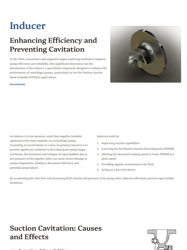 Inducer: Enhancing Pump Efficiency | PDF | Pump | Fluid Dynamics
