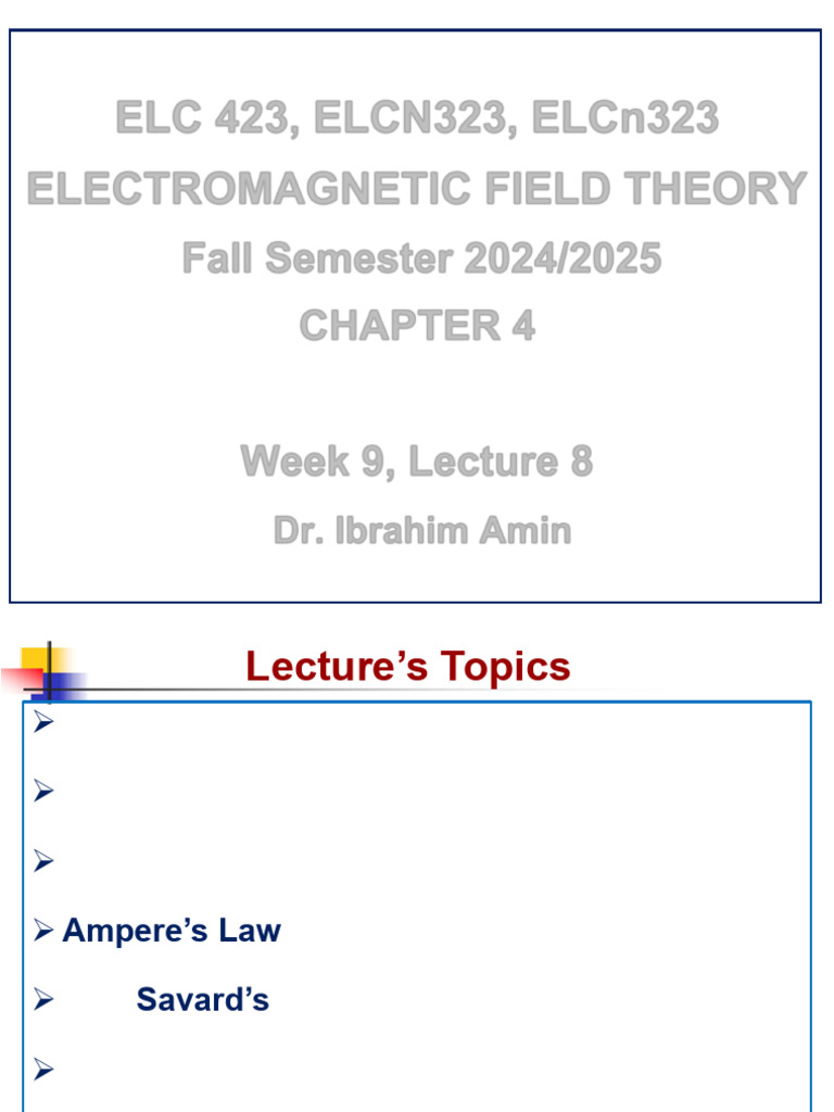 ELCN323 EM Field - Week - 9 - Lecture - 8 | PDF | Magnetic Field ...
