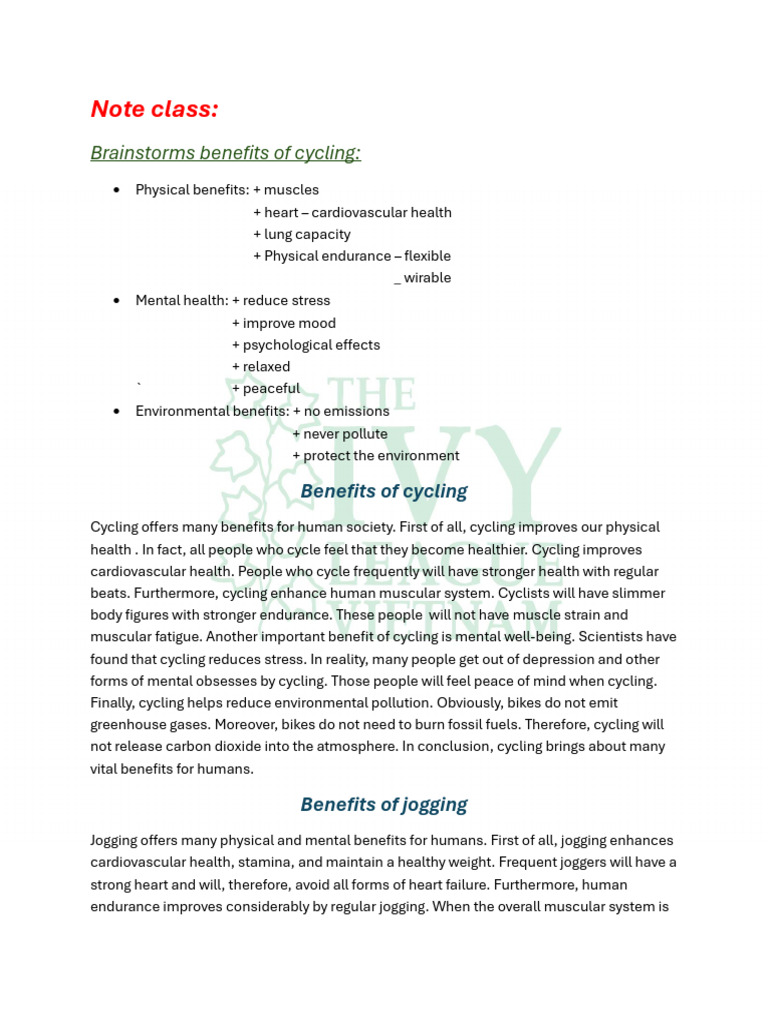 Note Class AW1.10.2 Lesson 1 | PDF | Greenhouse Gas | Endurance