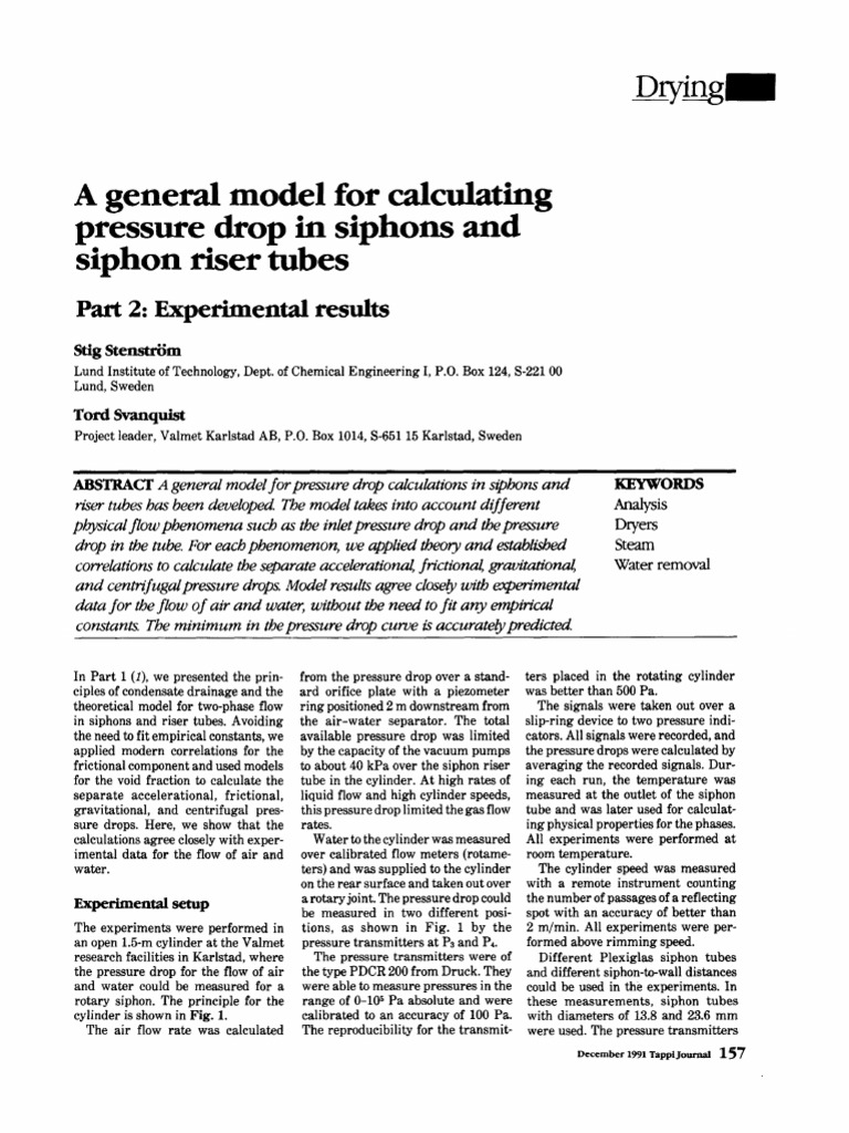 A General Model For Calculating Pressure Drop in Siphons and Siphon ...