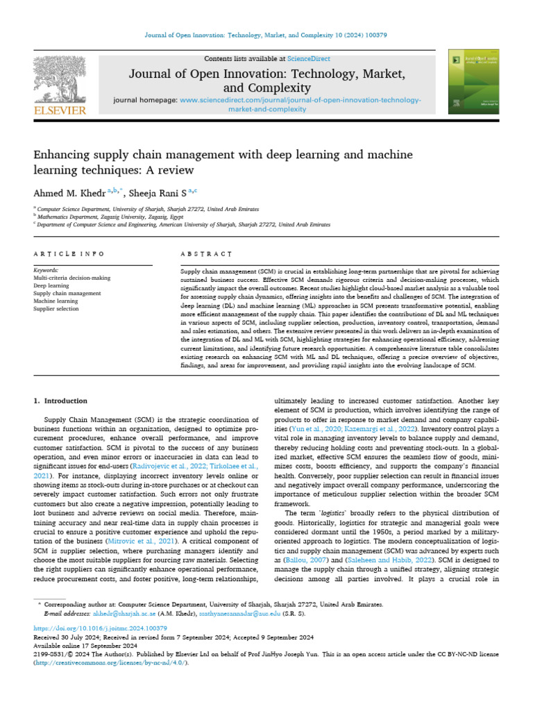 Deep Learning in Supply Chain Management | PDF | Supply Chain ...