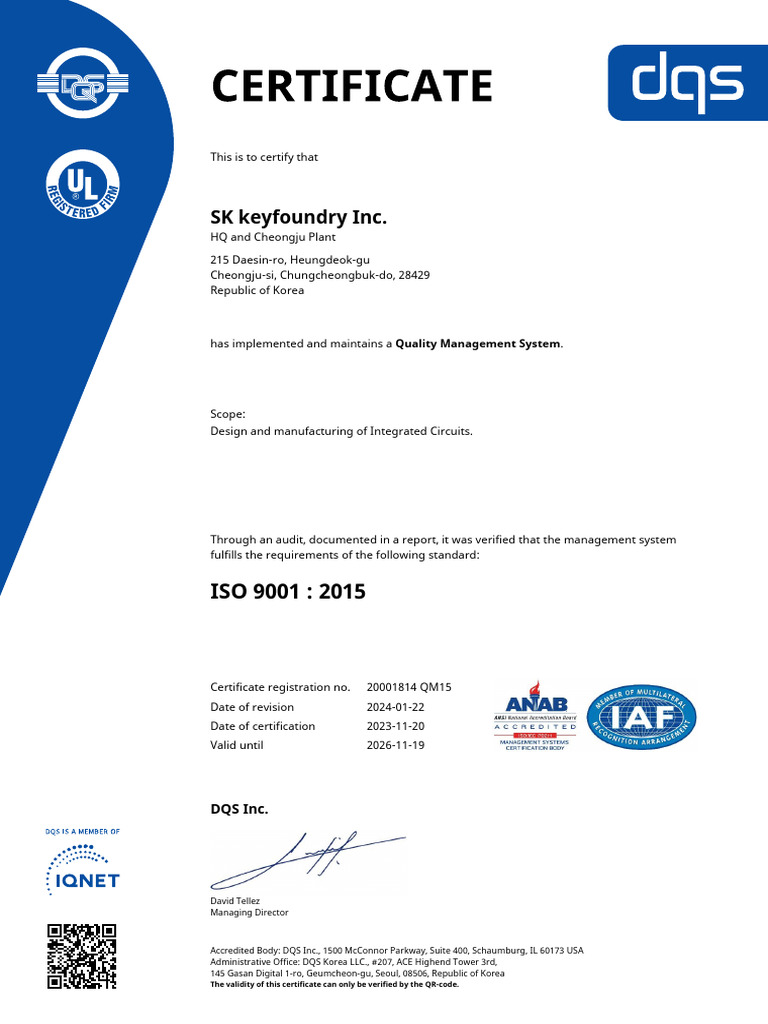 ISO 9001 Certification for SK Keyfoundry | PDF