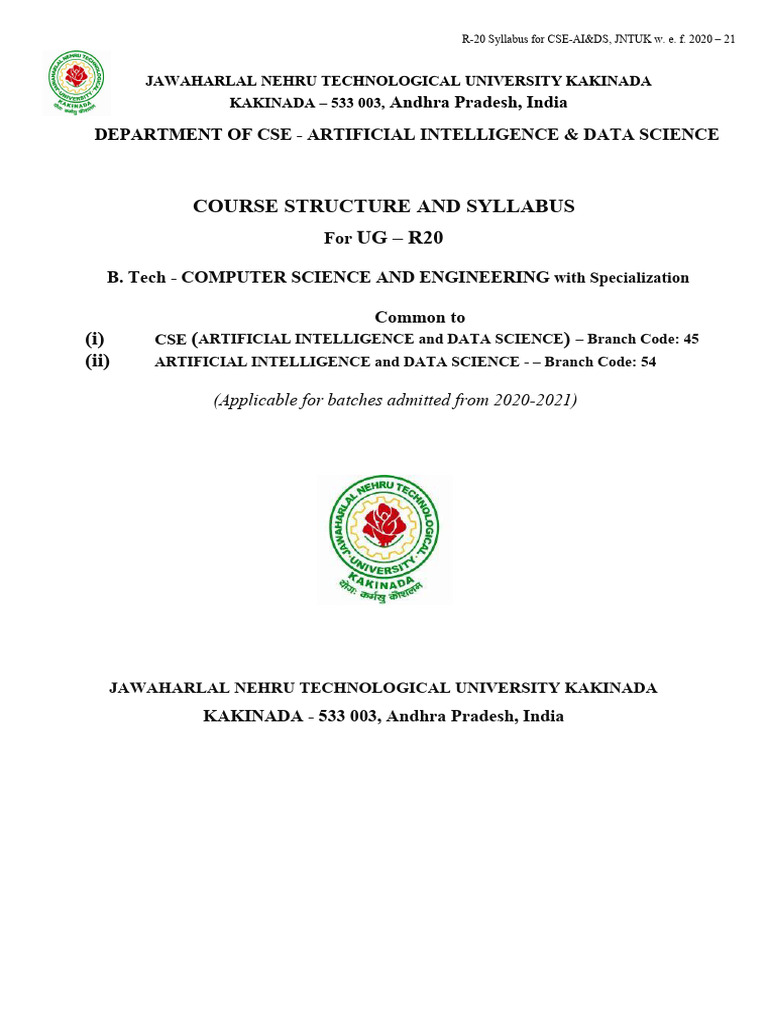 CSE - AI & DS R20 - IV YEARS - Course Structure | PDF | Artificial ...