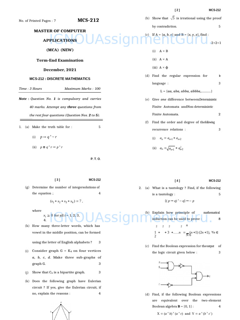 Discrete Mathematics Exam Guide | PDF | Boolean Algebra | Teaching ...