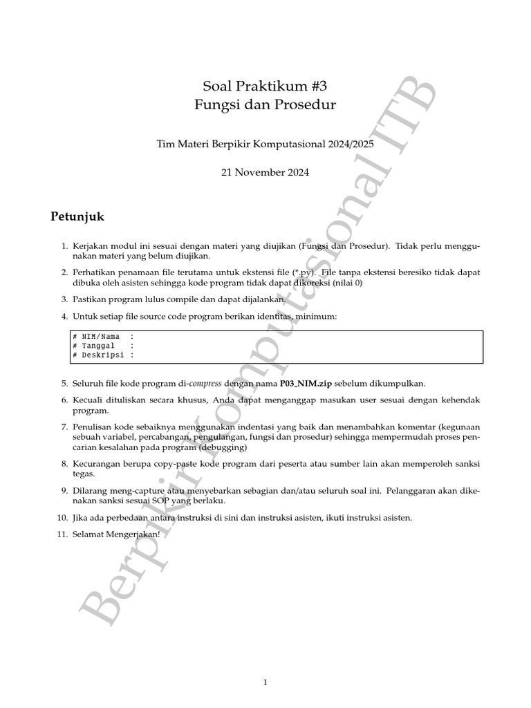 Praktikum Fungsi dan Prosedur Python | PDF