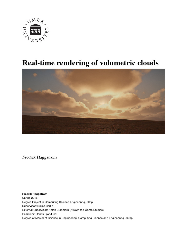 Fredrik Haggstrom - Real-Time Rendering of Volumetric Clouds | PDF ...