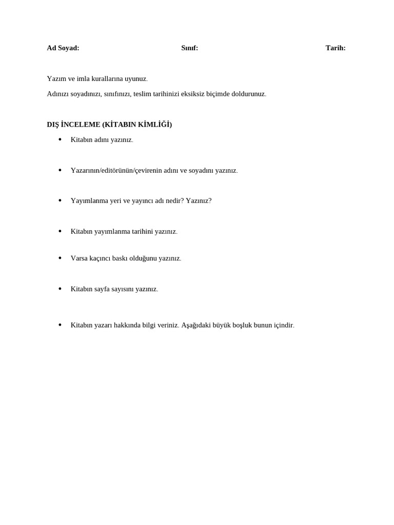 Kitap Inceleme Raporu Pdf