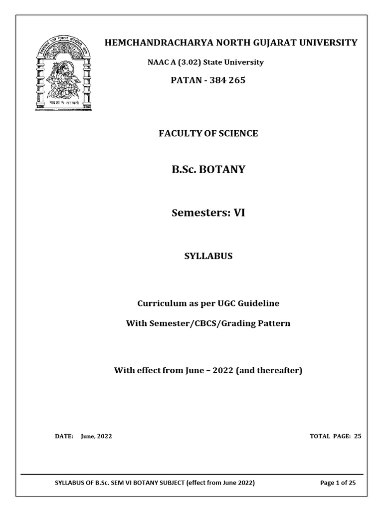 HNGU B.Sc. Sem VI Botany Syllabus | PDF | Photosynthesis | Metabolic ...