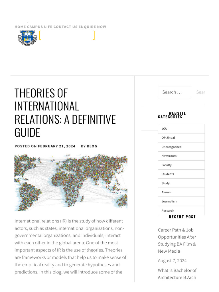 Major Theories of International Relations | PDF | International ...