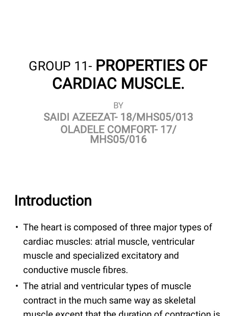 Properties of Cardiac Muscle Explained | PDF | Heart | Cardiac Muscle