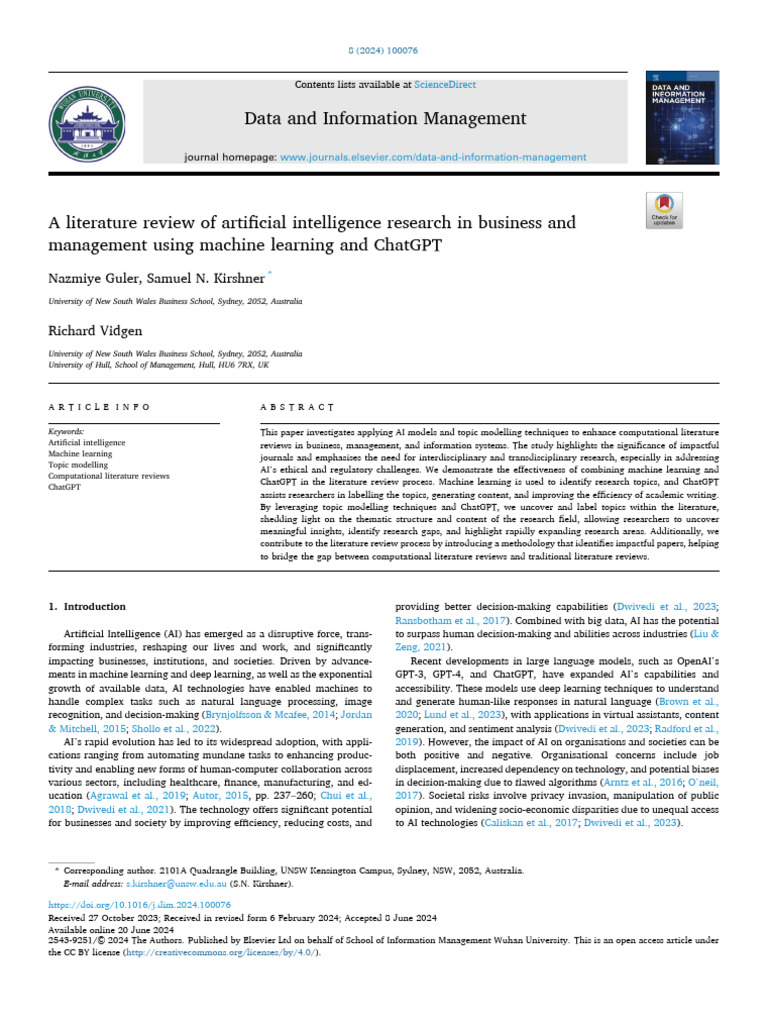 1 s2.0 S2543925124000123 Main | PDF | Artificial Intelligence ...