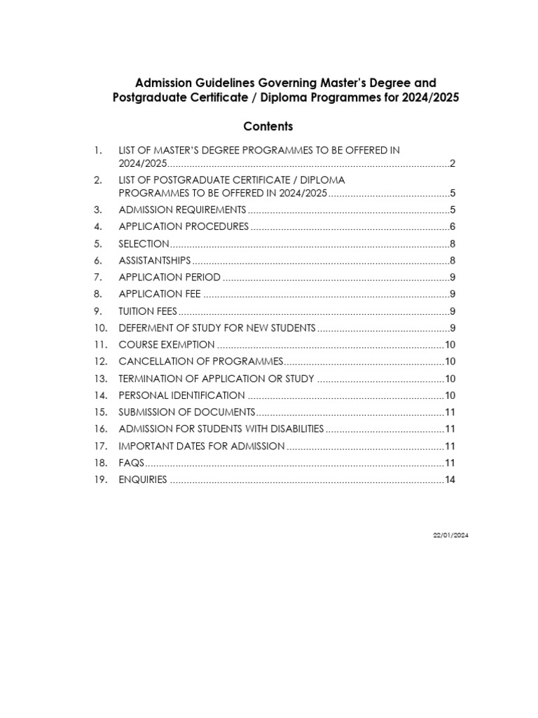 2024/2025 Master's Admission Guidelines | PDF | Academic Degree ...