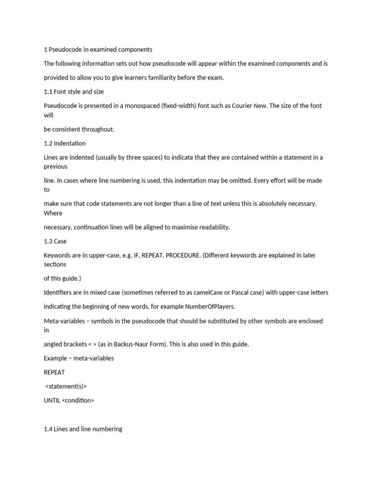 1 Pseudocode in Examined Components | PDF | Data Type | Boolean Data Type