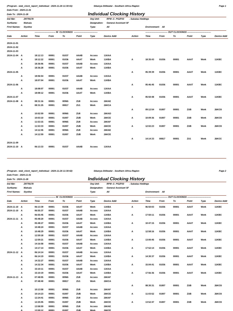 Individual Clock History Z9778178 | PDF