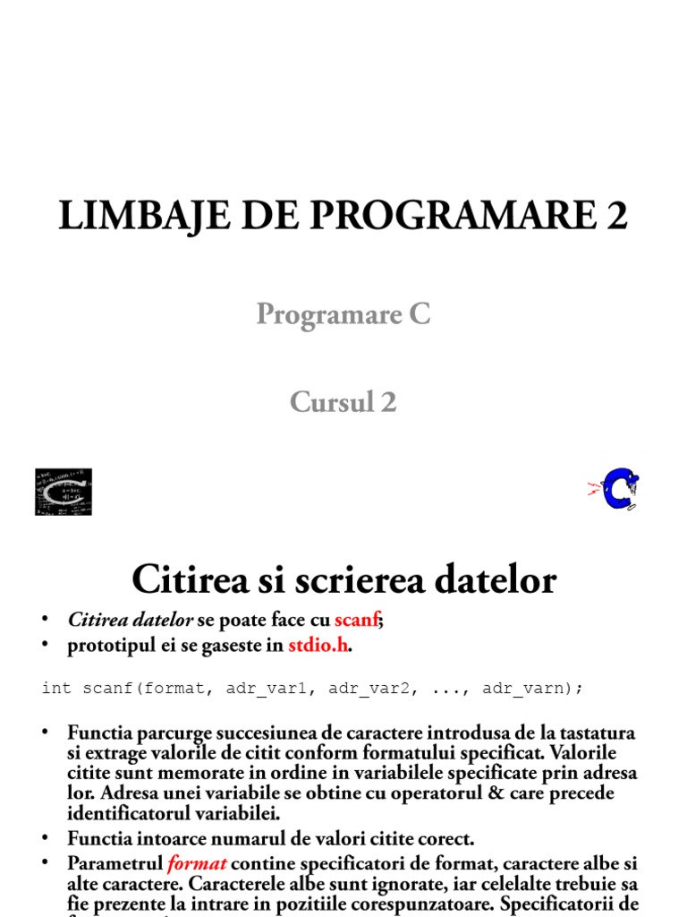 Limbaje de Programare 2 - Curs 2 - 240525 - 124453 | PDF